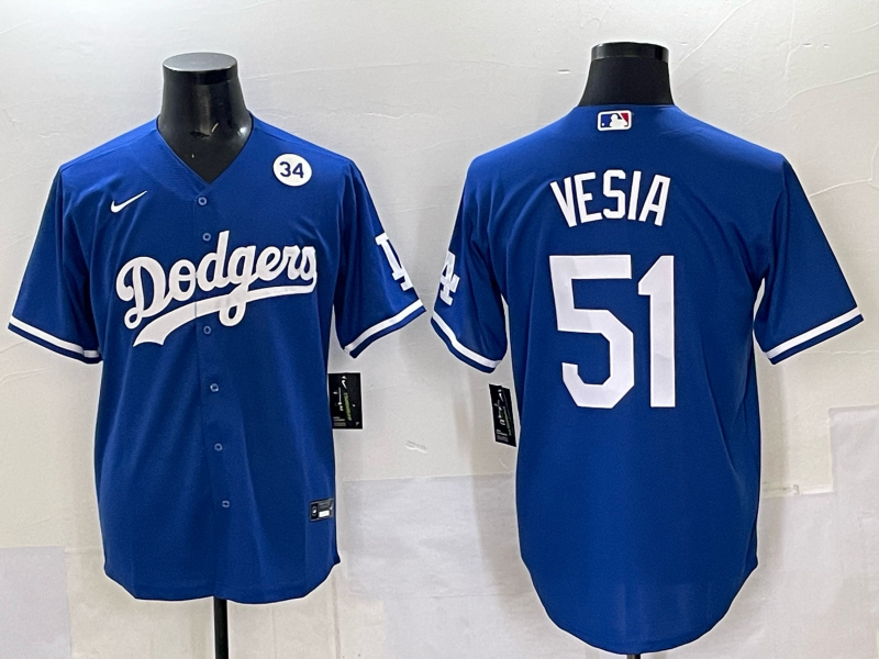 Men Los Angeles Dodgers #51 Vesia Blue Nike MLB 2025 Jersey style 03->youth mlb jersey->Youth Jersey